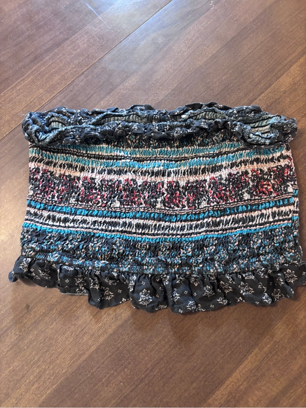 Smocked Tube Top in Black Multicolor